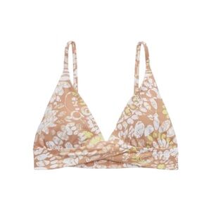 Aerie Crossover Triangle Bikini Top Size Medium Sands Brown Recycled Nylon